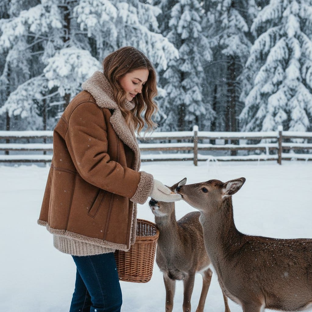 Зимнее фото с оленятами