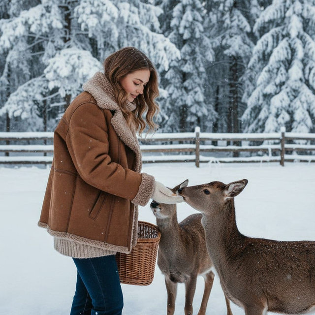 Зимнее фото с оленятами