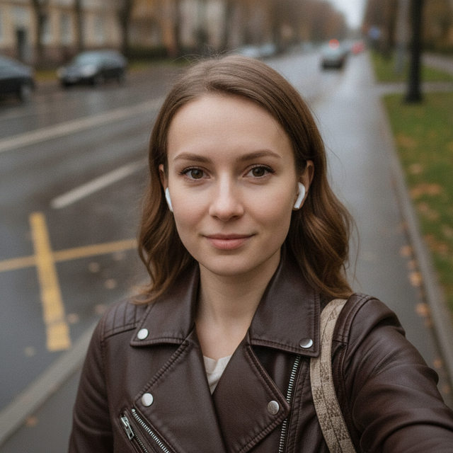Городское селфи осени — категория «селфи» — промпт для нейросети