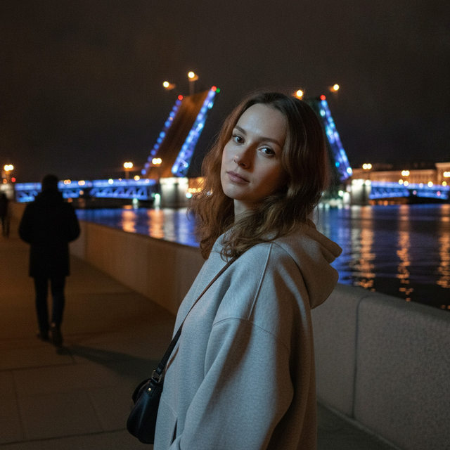 Ночной портрет у моста — категория «портрет» — промпт для нейросети