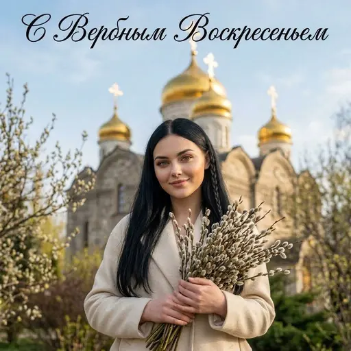 Открытка "с вербным воскресеньем" — пример генерации