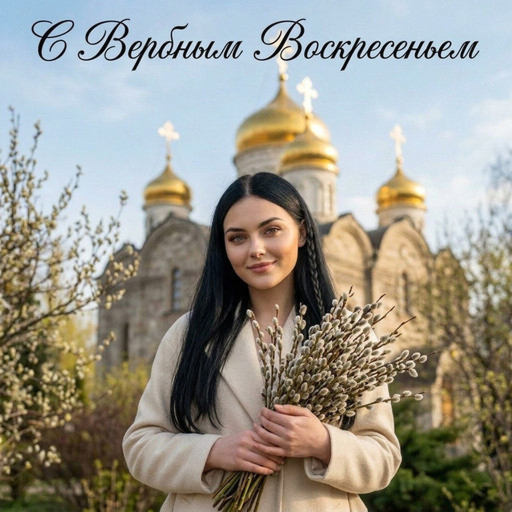 Открытка "с вербным воскресеньем"