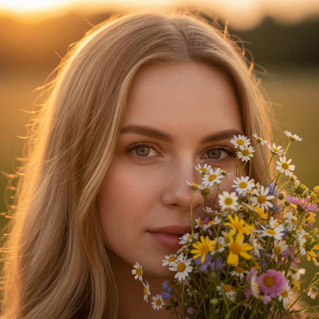 Портрет с цветами