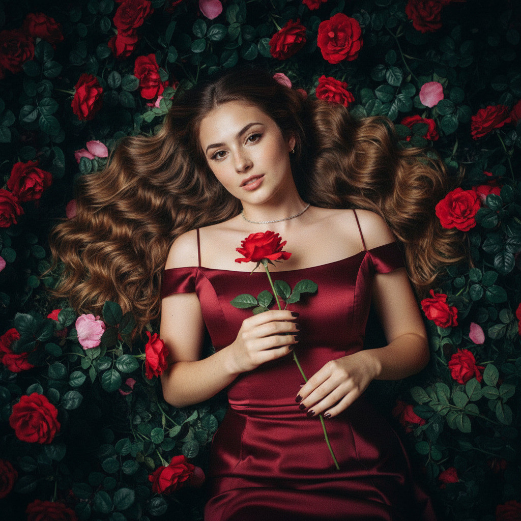 В красном платье