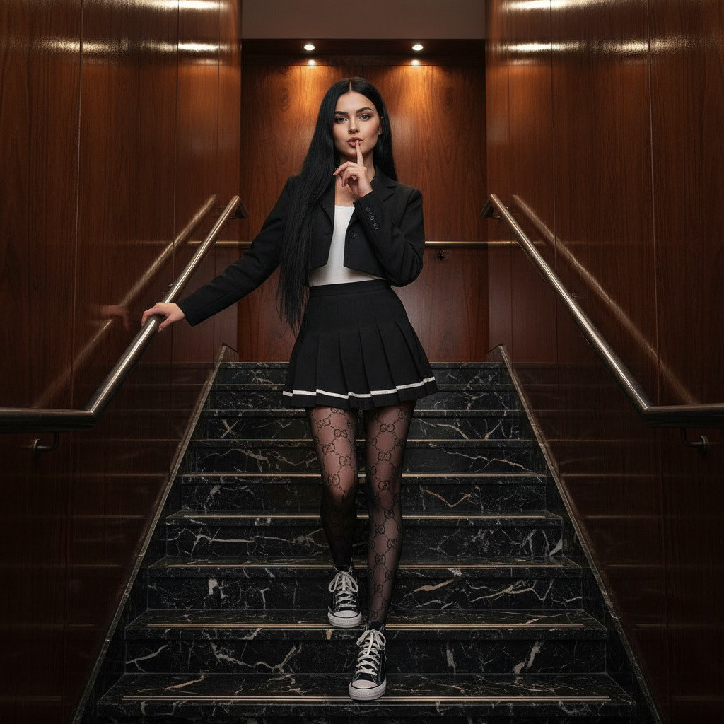 Реалистичное фото в полный рост на лестнице