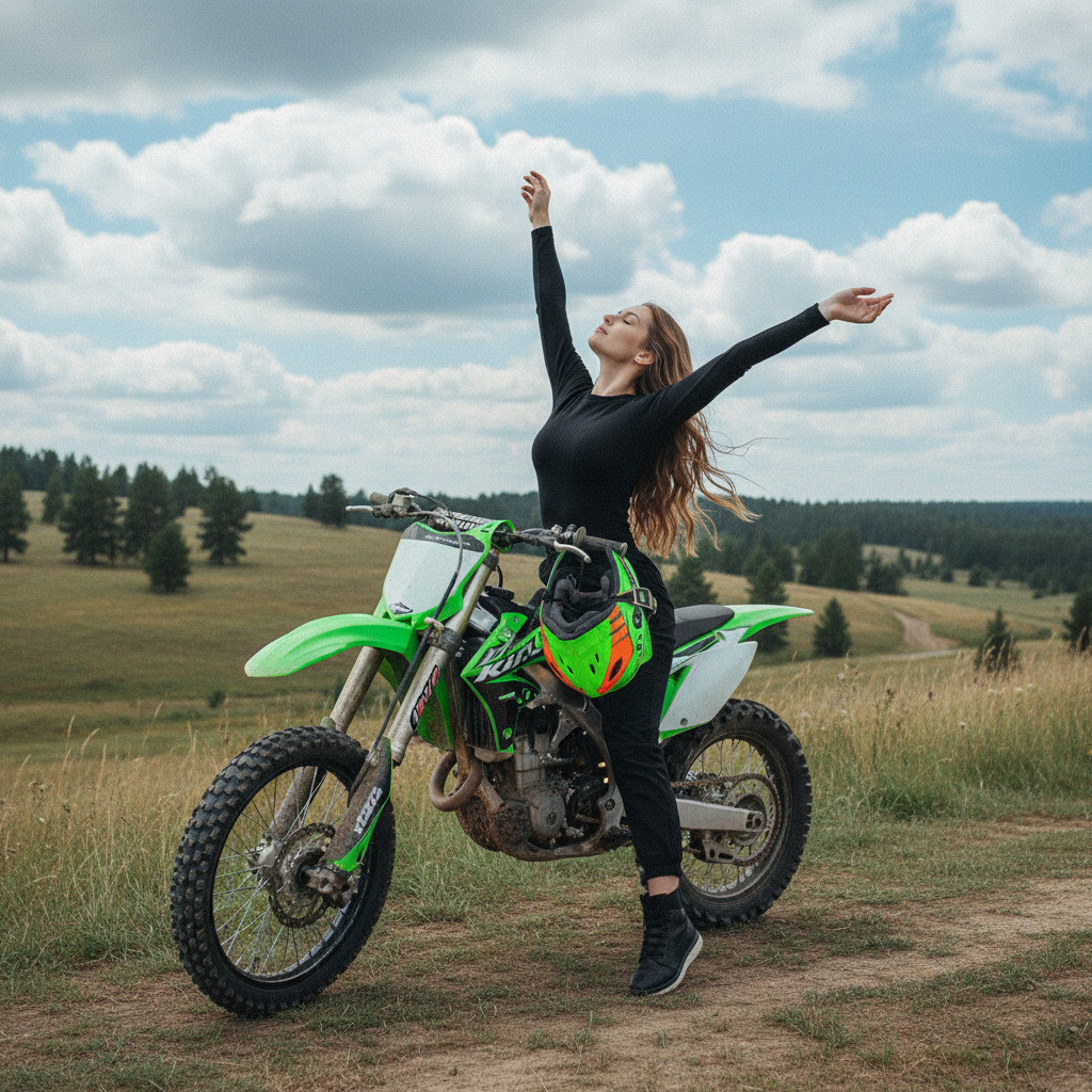Женщина на мотоцикле