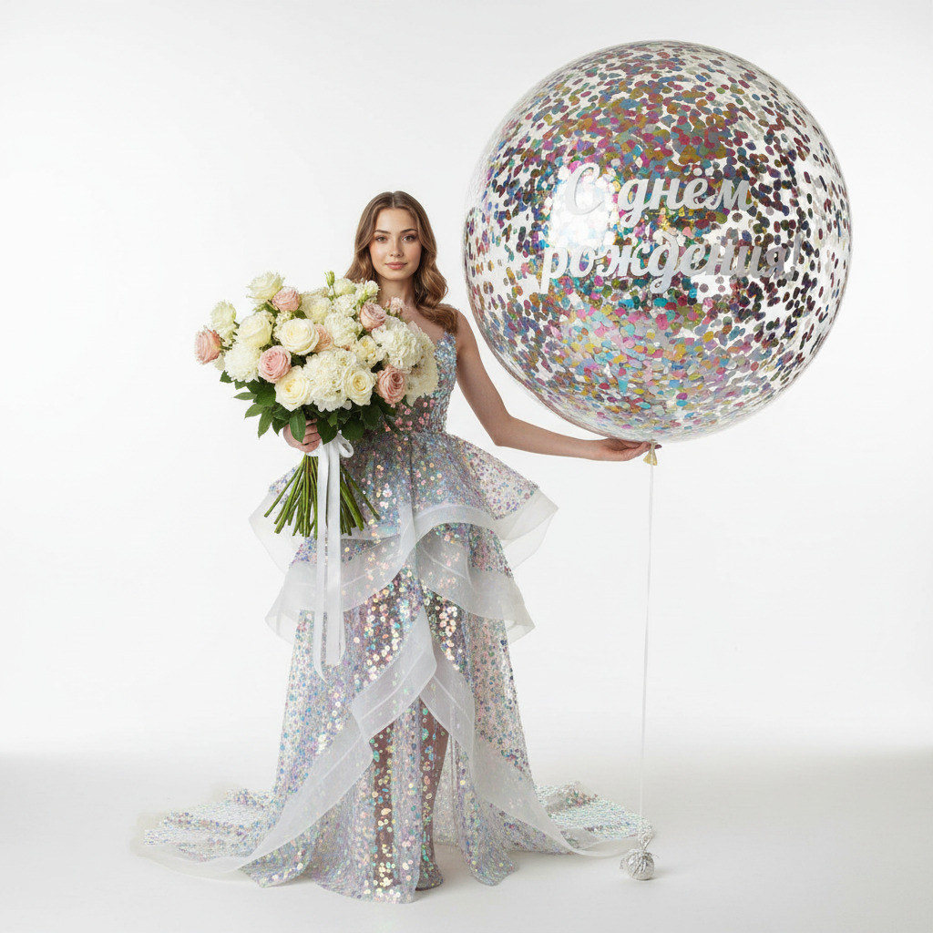 День рождения - фотосессия в белоснежной студии с шаром