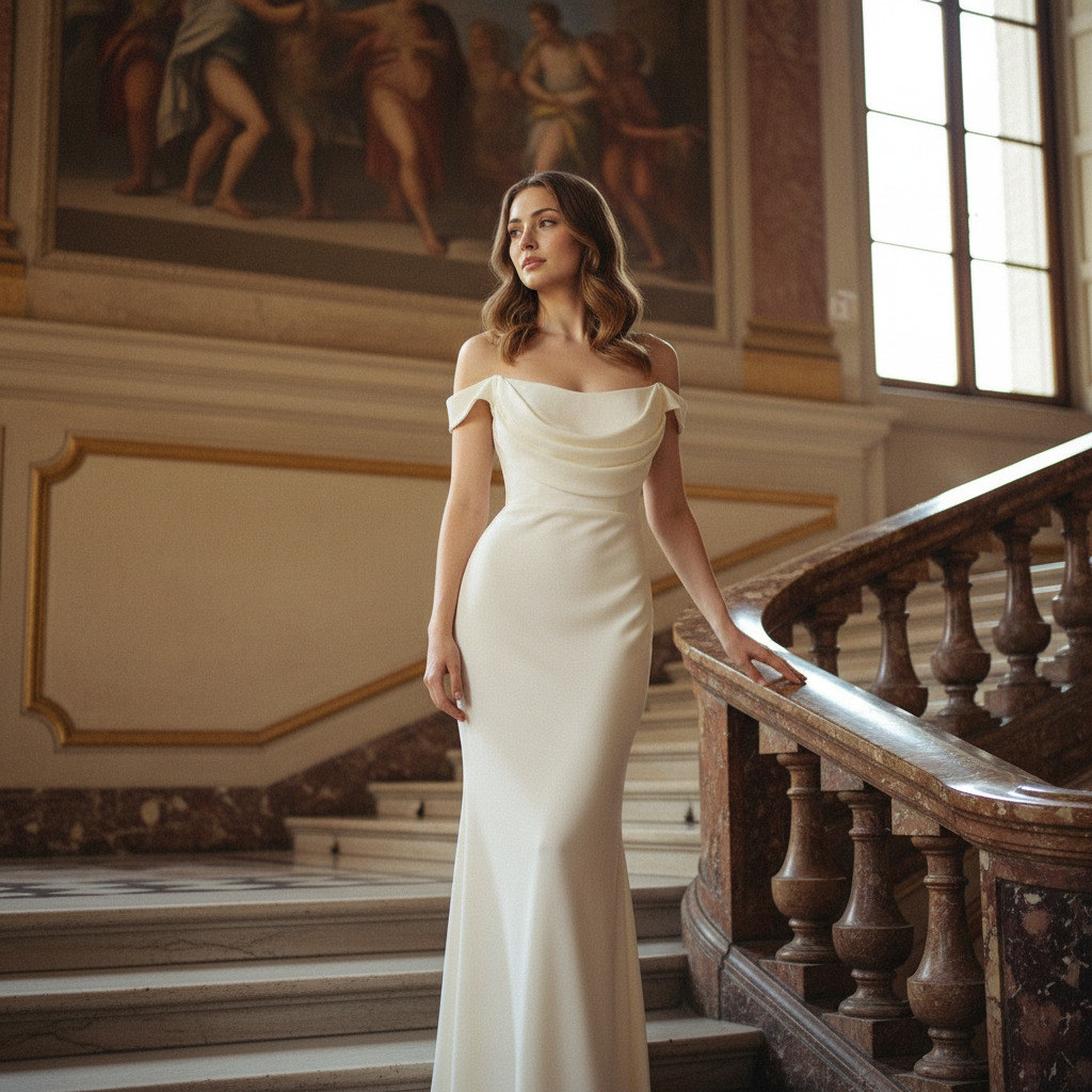 В белом элегантном платье